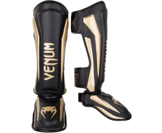 lacitesport.com - Venum Elite Gold Protèges tibias, Couleur: Noir, Taille: XL