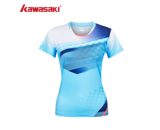 lacitesport.com - Kawasaki A2931 2 T-shirt de badminton Femme, Couleur: Bleu, Taille: L