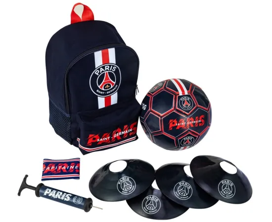 lacitesport.com - Football Kit PSG Ballon + Sac + pompe + brassard + cônes - Collection officielle PARIS SAINT GERMAIN