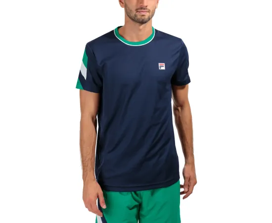 lacitesport.com - Fila Enzo T-shirt de tennis Homme, Couleur: Bleu Marine, Taille: M