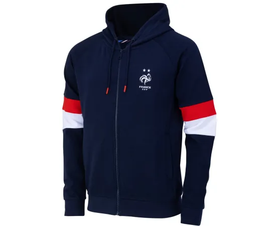 lacitesport.com - Sweat capuche zippé fan FFF - Collection officielle Equipe de France de Football, Couleur: Bleu, Taille: S