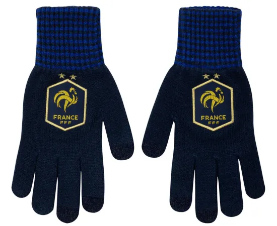 lacitesport.com - Gants fan FFF - Collection officielle Equipe de France de Football - Adulte, Couleur: Bleu Marine, Taille: S/M