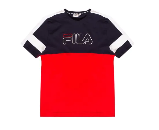 lacitesport.com - Fila Jadon Blocked Tape T-shirt Homme, Couleur: Rouge, Taille: S