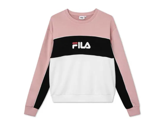 lacitesport.com - Fila Amina Blocked Crew Sweat Sweats Avec Capuche Femme, Couleur: Rose, Taille: XS