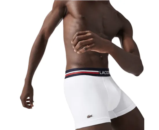 lacitesport.com - Lacoste Lot de 3 boxers courts iconic ceinture tricolore Homme, Couleur: Noir, Taille: S