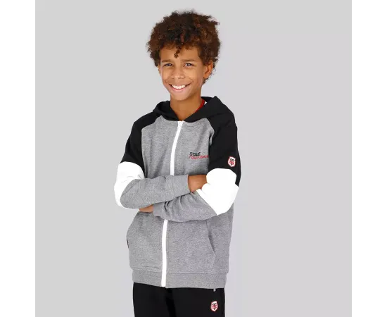 lacitesport.com - Stade Toulousain Veste zippée à capuche Enfant, Couleur: Gris, Taille: 8 ans