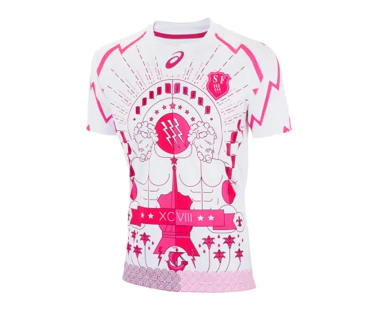 lacitesport.com - Asics Stade Français Maillot Extérieur Vintage 2015/2016 Homme, Couleur: Blanc, Taille: XXL