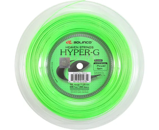 lacitesport.com - Solinco Hyper-G 1.25 200m Cordage de tennis, Couleur: Vert