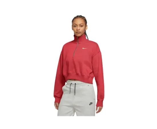 lacitesport.com - Nike Phoenix Fleece Crop Sweat 1/2 Zip Femme, Couleur: Rouge, Taille: M