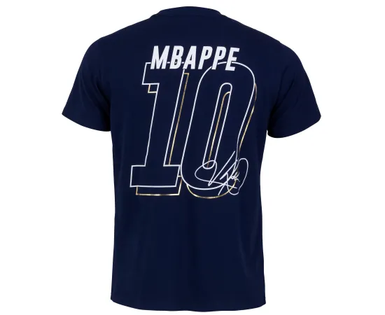 lacitesport.com - T-shirt FFF - Kylian Mbappé - Collection officielle Equipe de France de Football - Taille adulte homme, Couleur: Bleu, Taille: S