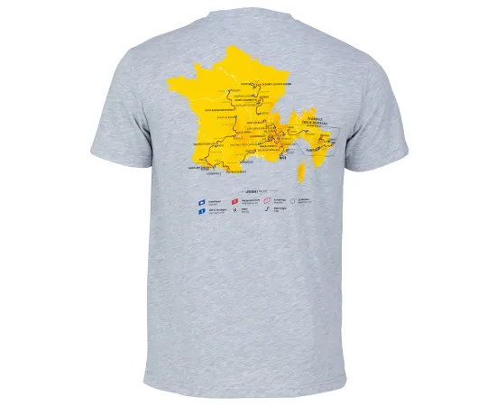 lacitesport.com - T-shirt Parcours 2024 - Collection officielle Tour de France - Cyclisme - Taille Homme, Couleur: Gris, Taille: S