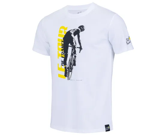 lacitesport.com - T-shirt Coureur - Collection officielle Tour de France - Cyclisme - Taille Homme, Couleur: Blanc, Taille: S